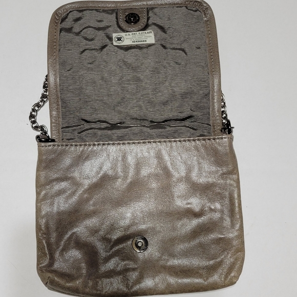 BCBGMAXAZRIA Leather Chain Strap Crossbody bag with Studs Brown Small - Picture 4 of 8